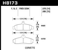 Hawk Performance - Hawk Performance kHB173F.570 Hawk 84-87 Chevy Corvette 5.7 HPS Street Front Brake Pads - Image 2