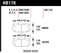 Hawk Performance kHB178Z.564 Hawk 06-07 WRX / 89-96 Nissan 300ZX / 89-93 Skyline GT-R Performance Ceramic Front Pads