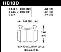Hawk Performance - Hawk Performance kHB180F.560 Hawk 03-06 Evo / 04-09 STi / 03-07 350z Track edition/G35 w/ Brembo HPS Street Rear Brake Pads - Image 3