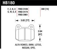 Hawk Performance kHB180Z.560 Hawk 03-06 Evo / 04-09 STi / 03-07 350z Track Performance Ceramic Street Rear Brake Pads