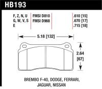 Hawk Performance - Hawk Performance kHB193W.670 Hawk Dodge / Ferrari Front & Rear / Ferrari / Jaguar / Nissan Front DTC-30 Race Brake Pads - Image 5