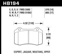 Hawk Performance - Hawk Performance kHB194D.570 Hawk Mustang/Camaro/Lotus Brembo Calipers ER-1 Endurance Racing Brake Pads - Image 2