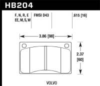 Hawk Performance kHB204S.615 Hawk 90-93 Volvo 240 / 75-89 Volvo 245 HT-10 Race Front Brake Pads