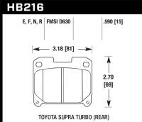 Hawk Performance kHB216F.590 Hawk 93-98 Toyota Supra TT HPS Street Rear Brake Pads