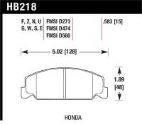Hawk Performance kHB218Z.583 Hawk 88-89 Civic Si / 92-00 Civic CX / 88-00 DX / 98-00 GX Performance Ceramic Street Front Brake Pa