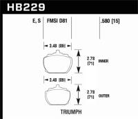Hawk Performance - Hawk Performance kHB229E.580 Hawk70-73 Triumph Stag Blue 9012 Race Front Brake Pads - Image 3
