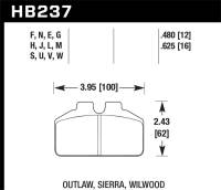 Hawk Performance kHB237M.625 Hawk Wilwood BB / AP Racing / Outlaw Black Rear Brake Pads