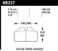Hawk Performance - Hawk Performance kHB237M.625 Hawk Wilwood BB / AP Racing / Outlaw Black Rear Brake Pads - Image 5