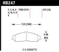 Hawk Performance - Hawk Performance kHB247U.575 Hawk 04-09 Cadillac XLR /  97-11 Chevrolet Cadillac / 05-06 Pontiac GTO DTC-70 Front Race Brake Pads - Image 5