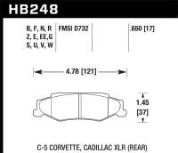 Hawk Performance - Hawk Performance kHB248V.650 Hawk 97-12 Corvette/01-04 Z06/05-09 Z51 DTC-50 Race Rear Brake Pads - Image 3