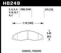 Hawk Performance kHB249B.575 Hawk 1998-2002 Chevrolet Camaro SS 5.7 HPS 5.0 Front Brake Pads