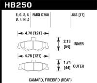Hawk Performance kHB250S.653 Hawk 98-02 Chevrolet Camaro SS/Z28 / 98-02 Pontiac Firebird HT-10 Race Rear Brake Pads