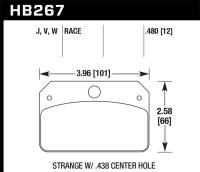 Hawk Performance kHB267J.480 Hawk DR-97 Brake Pads for Strange w/ 0.438in Center Hole