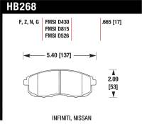 Hawk Performance kHB268Z.665 Hawk 03-04 G35/03-05 G35X/ 02-05 350z w/o Brembo Performance Ceramic Street Front Brake Pads