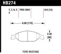 Hawk Performance kHB274E.610 Hawk 96-10 Ford Mustang Blue 9012 Race Front Brake Pads