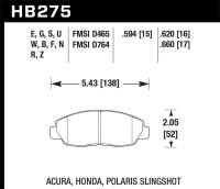 Hawk Performance kHB275S.594 Hawk Honda 98-02 Accord / 06-11 Civic / Polaris Slingshot HT-10 Race Front Brake Pads (Two Pads/Box)