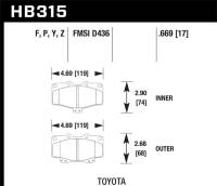 Hawk Performance kHB315B.669 Hawk 95-98 Toyota Tacoma HPS 5.0 Front Brake Pads