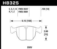Hawk Performance kHB325B.720 Hawk 04-06 BMW X5 3.0i/4.4i HPS 5.0 Street Front Brake Pads
