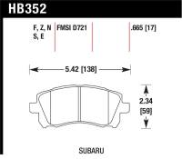 Hawk Performance kHB352B.665 Hawk 1998-2/2002 Subaru Forester L (w/Rear Drum Brakes) High Perf. Street 5.0 Front Brake Pads