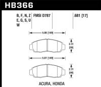 Hawk Performance kHB366D.681 Hawk 02-03 Acura CL 3.2L Base OE Incl.Shims Front ER-1 Brake Pads