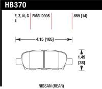 Hawk Performance kHB370Z.559 Hawk 03-07 350z / G35 / G35X w/o Brembo Performance Ceramic Street Rear Brake Pads