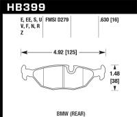 Hawk Performance kHB399B.630 Hawk 84-4/91 BMW 325 (E30) HPS 5.0 Street Brake Pads - Rear