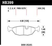 Hawk Performance kHB399S.630 Hawk 84-4/91 BMW 325 (E30) HT-10 Rear Race Pads (NOT FOR STREET USE)