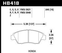 Hawk Performance kHB418N.646 Hawk 02-06 RSX (non-S) Front / 03-09 Civic Hybrid / 04-05 Civic Si HP+ Street Rear Brake Pads