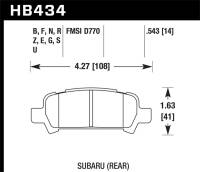 Hawk Performance kHB434B.543 Hawk 2004-2006 Subaru Baja Sport HPS 5.0 Rear Brake Pads