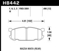 Hawk Performance kHB442D.496 Hawk 01-03 Mazda Miata 1.8L Base Pads Only Rear ER-1 Brake Pads