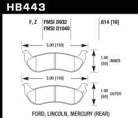 Hawk Performance kHB443W.614 Hawk 03-04 Mercury Marauder DTC-30 Rear Race Pads