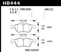 Hawk Performance - Hawk Performance kHB444Z.685 Hawk 02-06 Mini Cooper / Cooper S Performance Ceramic Street Front Brake Pads - Image 2