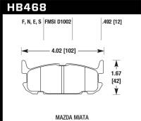 Hawk Performance kHB468B.492 Hawk 04-05 Mazda Miata HPS 5.0 Street Rear Brake Pads