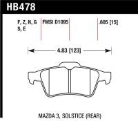 Hawk Performance - Hawk Performance kHB478Z.605 Hawk 13-14 Ford Focus ST / Mazda/ Volvo Performance Ceramic Street Rear Brake Pads - Image 3