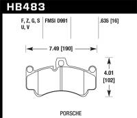 Hawk Performance kHB483D.635 Hawk 05-08 Porsche 911 3.6L Carrera Ceramic Composite Brakes Front ER-1 Brake Pads