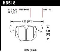 Hawk Performance kHB518E.642 Hawk BMW 3/5/7Series/M3/M5/X3/X5/Z4/Z8 / Land Rover Range Rover Blue 9012 Race Rear Brake Pads