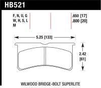 Hawk Performance kHB521U.650 Hawk Wilwood Superlite 4/6 Forged Thin Race DTC-70 Brake Pads