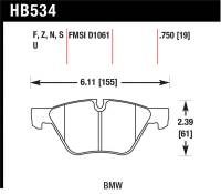 Hawk Performance - Hawk Performance kHB534F.750 Hawk 09-11 BMW Z4 / 04-05 525I / 08-11 128I / 06 325I/325XI / 07 328I/328XI HPS Street Front Brake P - Image 3