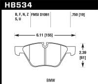 Hawk Performance kHB534S.750 Hawk 08-12 BMW 128i /06 325i/325Xi /07 328i/328Xi /06 330i/330Xi Front HT-10 Race Brake Pads