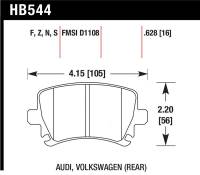 Hawk Performance kHB544B.628 Hawk 2006-2009 Audi A3 TFSIi Quattro 2.0 HPS 5.0 Rear Brake Pads