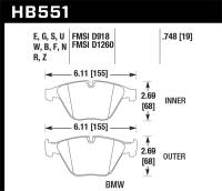 Hawk Performance kHB551B.748 Hawk 2011 BMW 1-Series M HPS 5.0 Front Brake Pads
