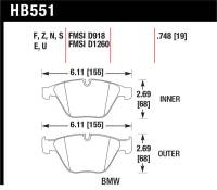 Hawk Performance kHB551Z.748 Hawk 07-09 BMW 335d/335i/335xi / 08-09 328i/M3 Performance Ceramic Street Front Brake Pads