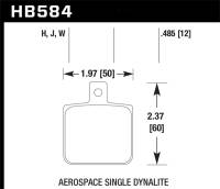 Hawk Performance kHB584F.485 Hawk Aerospace Single Dynalite 12mm Thickness HPS Street Brake Pads