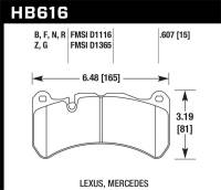 Hawk Performance kHB616D.607 Hawk 05-06 Mercedes-Benz CLK55 AMG ER-1 Front Brake Pads (For Brembo Calipers)