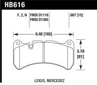 Hawk Performance - Hawk Performance kHB616N.607 Hawk 08-09 Lexus IS-F HP+ Street Front Brake Pads - Image 2