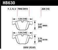 Hawk Performance - Hawk Performance kHB630Z.626 Hawk 04-10 BMW 535i/545i/550i / 04-10 645Ci/650i/02-09 745i/745Li/750 Perf Ceramic Street Brake Pads - Image 3