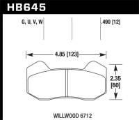 Hawk Performance - Hawk Performance kHB645U.490 Hawk Wilwood DynaPro 6 (Type 6712) DTC-70 Brake Pads - Image 5