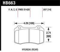 Hawk Performance kHB663Z.557 Hawk 10 Hyundai Genesis Coupe (Track w/ Brembo Breaks) Performance Ceramic Street 14mm Rear Brake Pa