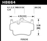 Hawk Performance kHB664Z.634 Hawk 05-08 Porsche 911 Carrera Front & Rear / 07-08 Cayman Front Perf Ceramic Street Brake Pads