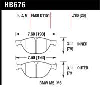 Hawk Performance - Hawk Performance kHB676F.780 Hawk 06-10 BMW M5/M6 HPS Street Front Brake Pads - Image 2